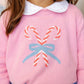 ISABELLE'S INTARSIA SWEATER - HAMPTONS HOT PINK/CANDY CANES