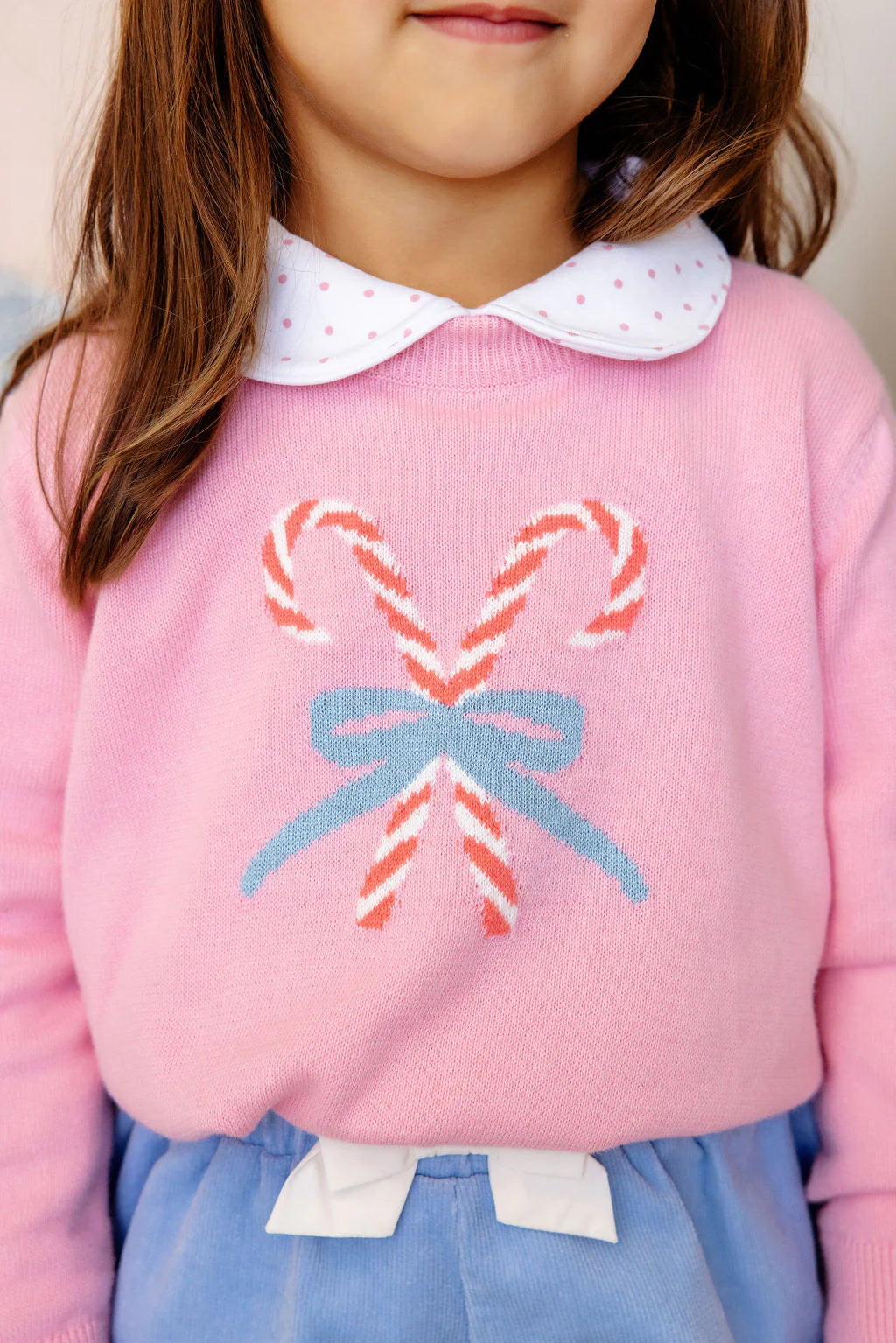 ISABELLE'S INTARSIA SWEATER - HAMPTONS HOT PINK/CANDY CANES