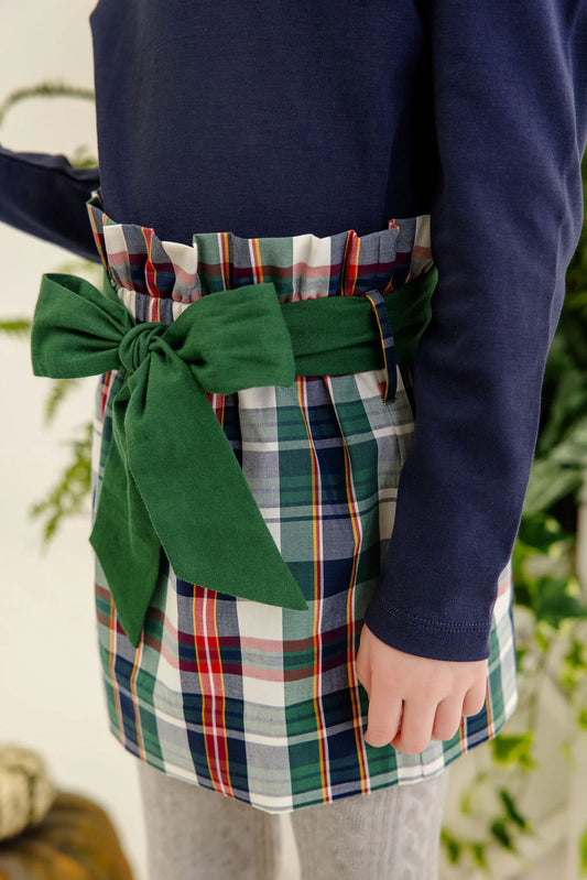 BEASLEY BOW SKIRT WOVEN - FIELD PARK PLAID/GRIER GREEN