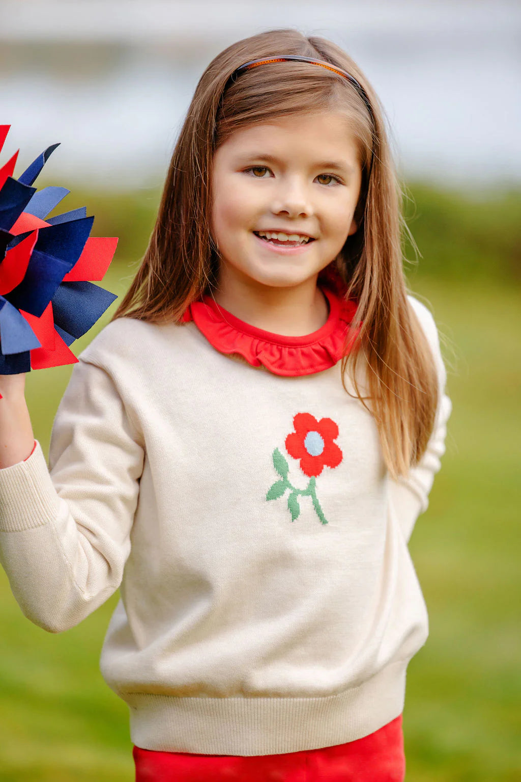 ISABELLE'S INTARSIA SWEATER - SANDY SPRINGS STONE/FLOWER