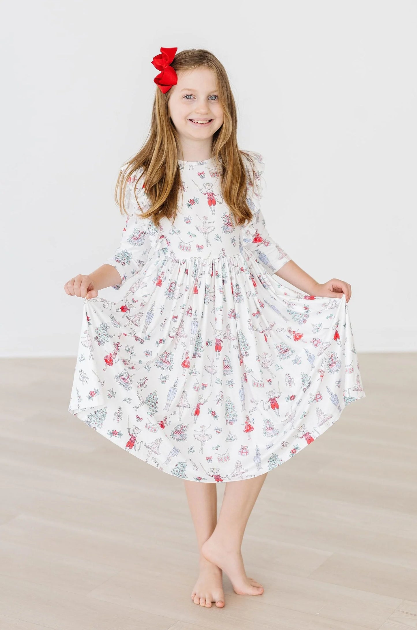 CLARA'S CHRISTMAS RUFFLE TWIRL DRESS