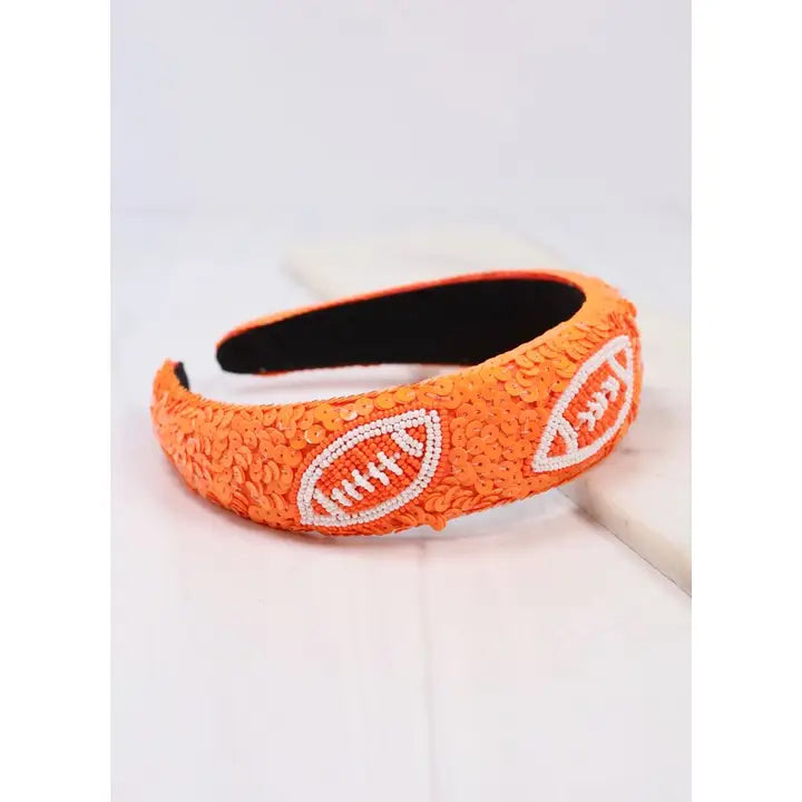 FOOTBALL SEQUIN HEADBAND - ORANGE