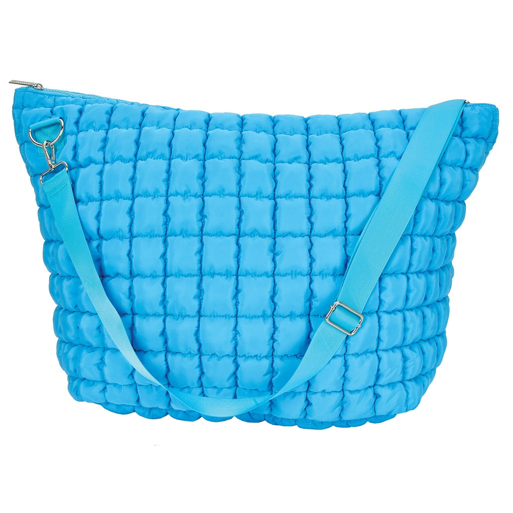 BRIGHT BLUE PUFFY WEEKENDER BAG