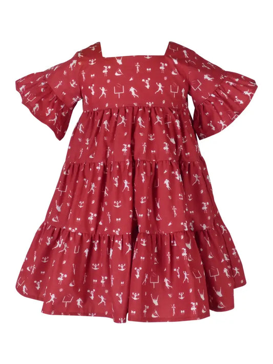 GAME DAY TIER DRESS - BURGUNDY