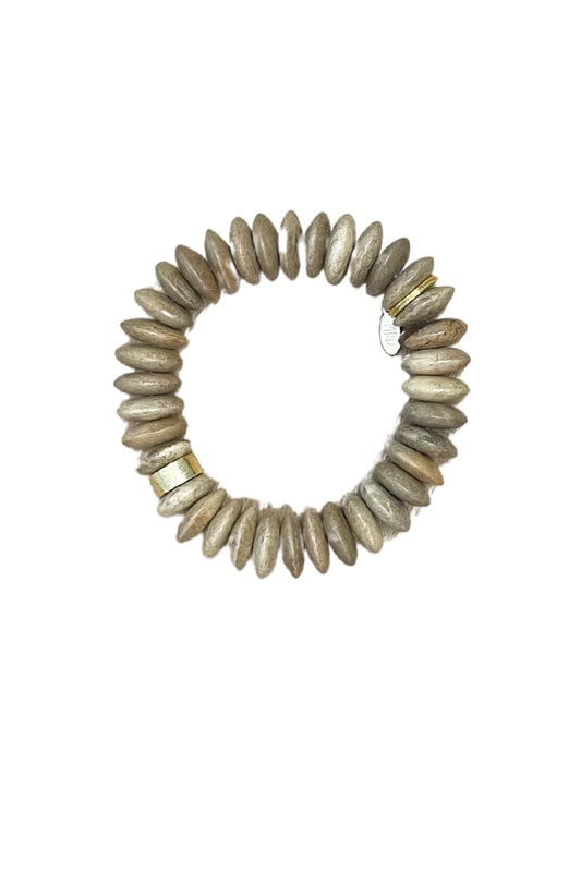 ANNALISE COLORFUL BRACELET - LIGHT BROWN WOOD CIRCLES