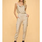 COWL NECK SLEEVELESS JUMPSUIT - SAND