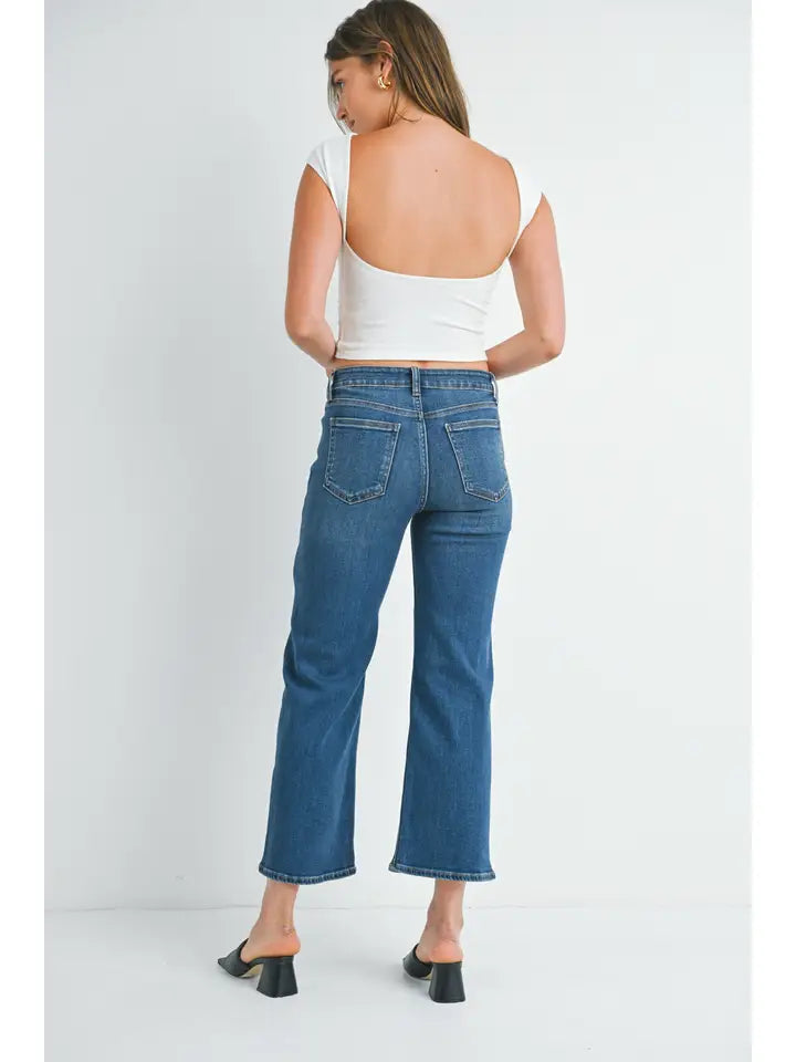 SLIM WIDE LEG - DARK DENIM