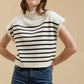 STRIPE FUNNEL NECK TOP - IVORY