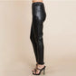 FAUX LEATHER FLEECE LINED PANTS - BLACK