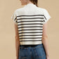 STRIPE FUNNEL NECK TOP - IVORY