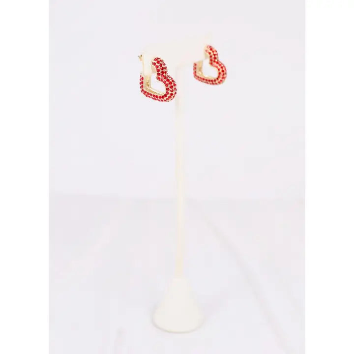 LARKIE HEART HOOP EARRING - RED