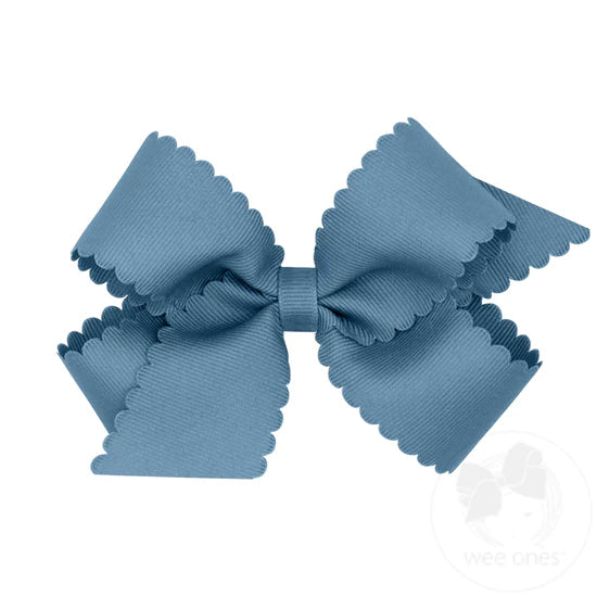 MEDIUM GROSGRAIN BOW W/ SCALLOPED EDGE - ASSORTED COLORS