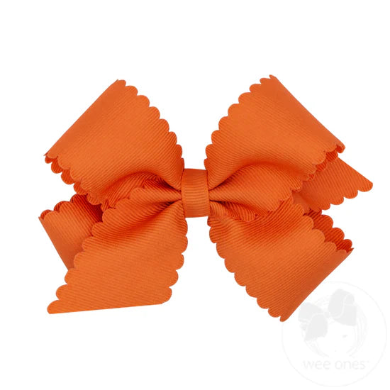 MEDIUM GROSGRAIN BOW W/ SCALLOPED EDGE - ASSORTED COLORS