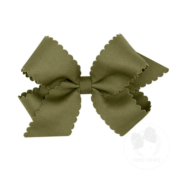 MEDIUM GROSGRAIN BOW W/ SCALLOPED EDGE - ASSORTED COLORS