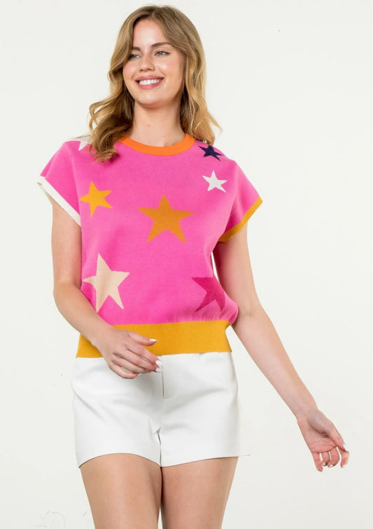 STAR KNIT TOP - PINK