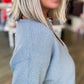 V NECK RIBBED SWEATER TOP - LIGHT BLUE