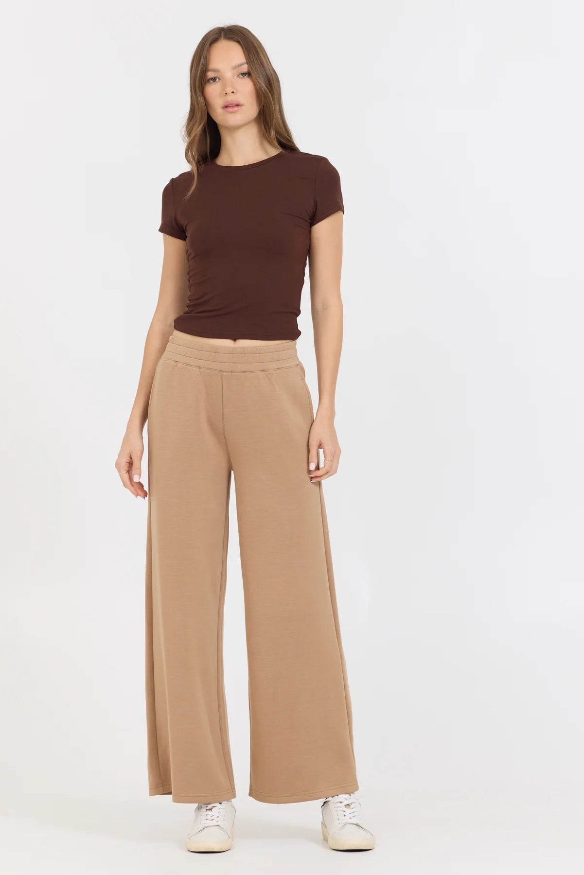 CLOUD FLEECE FLARE PANT - CARAMEL