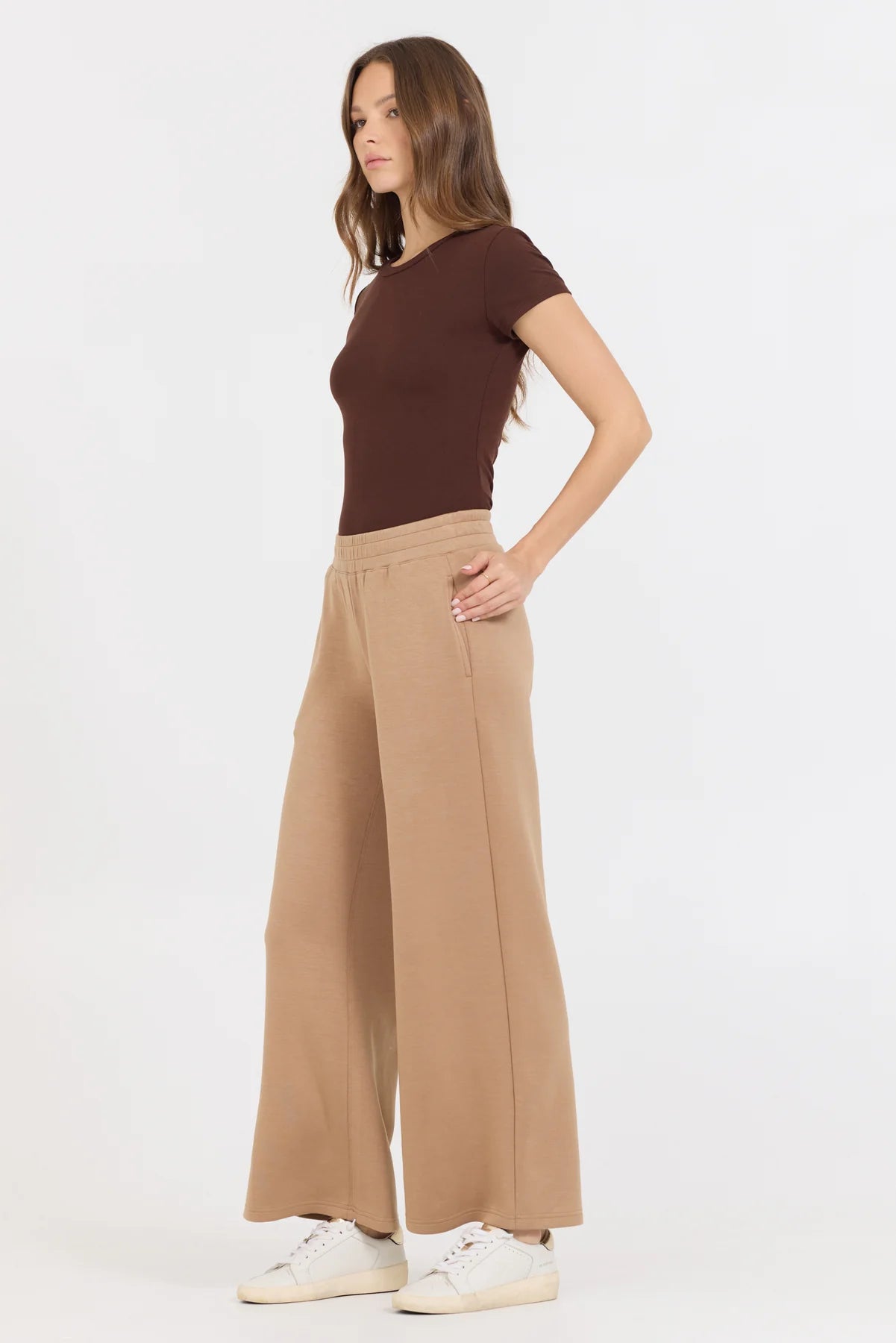 CLOUD FLEECE FLARE PANT - CARAMEL