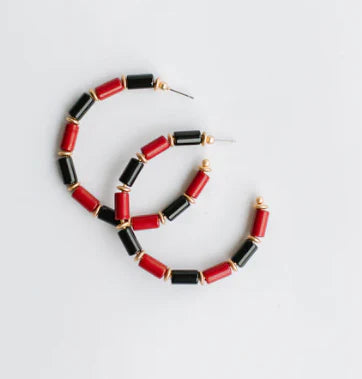 CARA EARRINGS - GARNET & BLACK