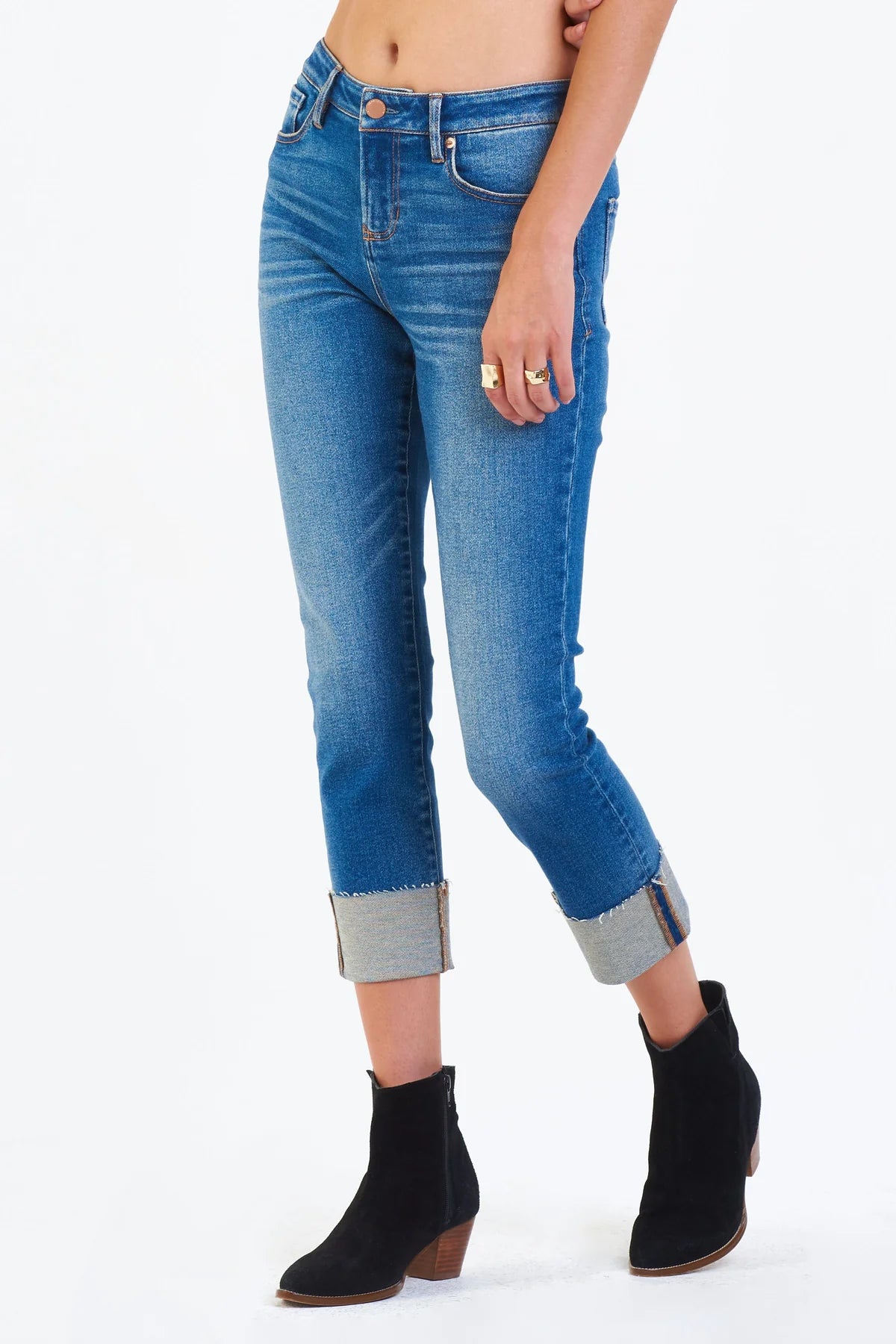 BLAIRE HIGH RISE CUFFED SLIM STRAIGHT JEANS - WEST TUCSON