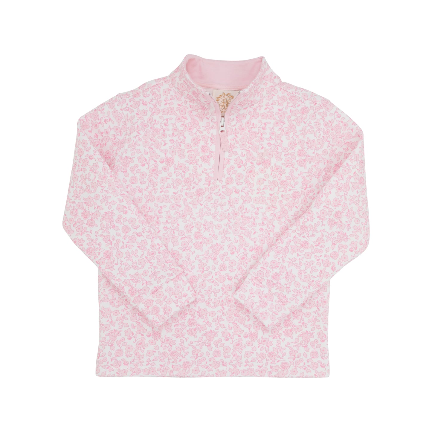 CANTER COLLAR HALF ZIP - GREENVILLE GARDEN/PALM BEACH PINK