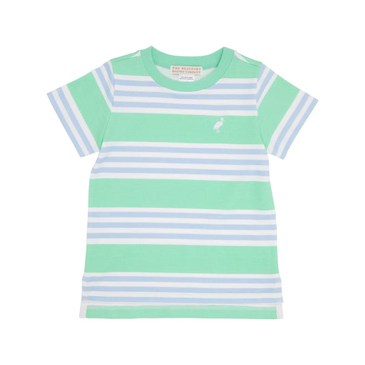 CARTER CREWNECK - GRACE BAY GREEN SADDLE RIDGE STRIPE