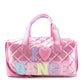 I LOVE DANCE QUILTED METALLIC LARGE DUFFLE BAG - PINK