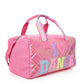I LOVE DANCE QUILTED METALLIC LARGE DUFFLE BAG - PINK