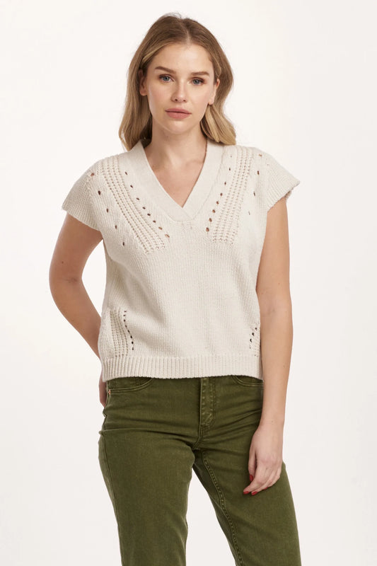 CROCHET DETAIL SWEATER - IVORY