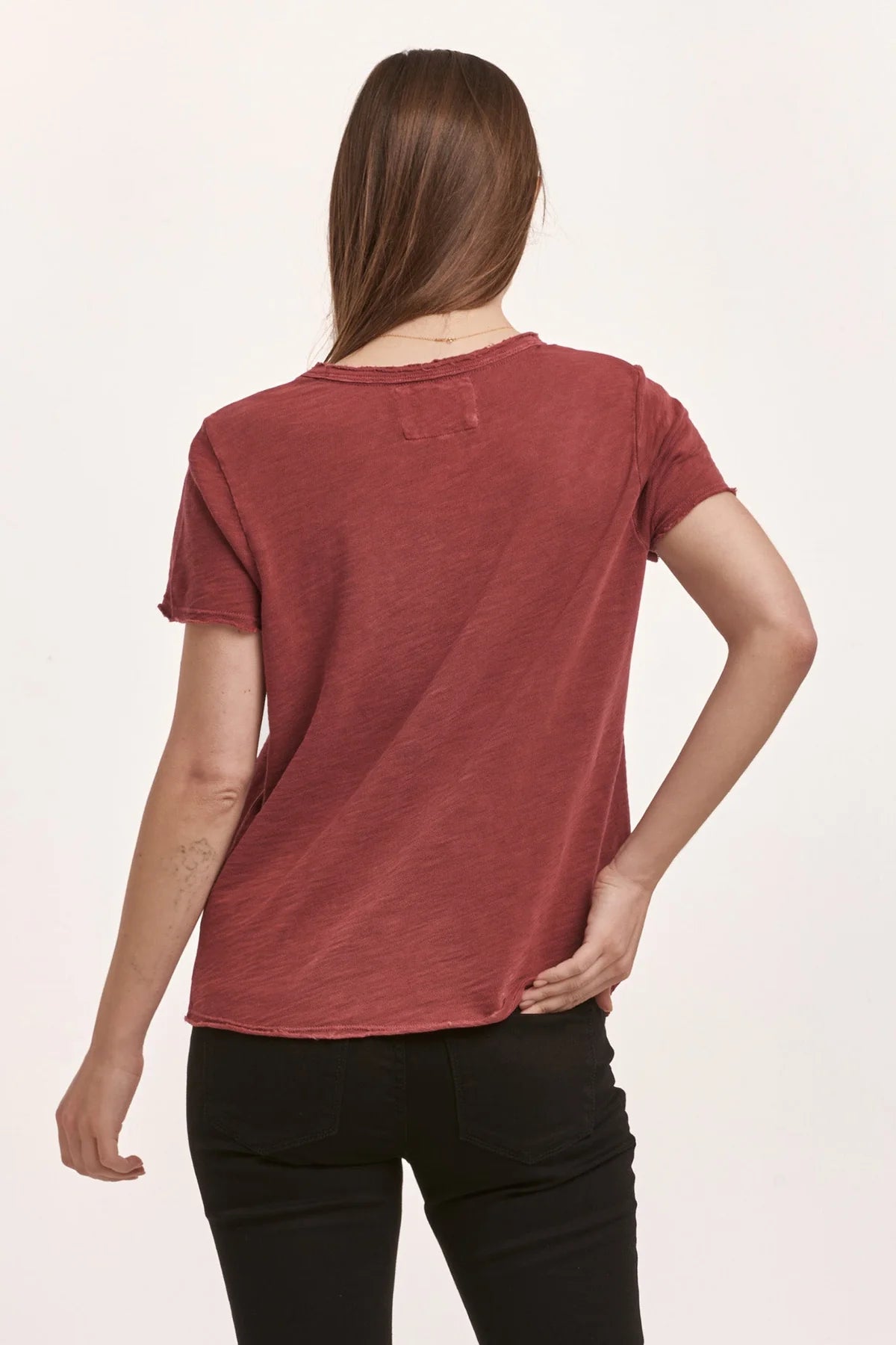 VANYA SHORT SLEEVE SLUB TEE - PLUM BERRY