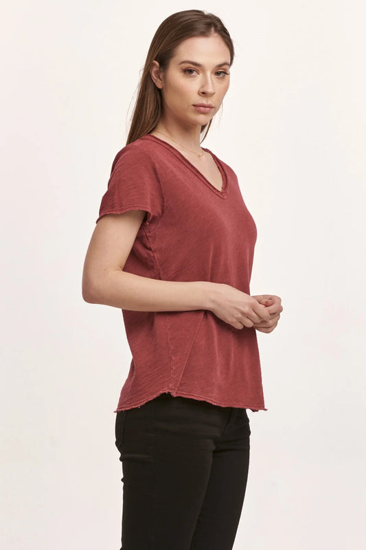 VANYA SHORT SLEEVE SLUB TEE - PLUM BERRY