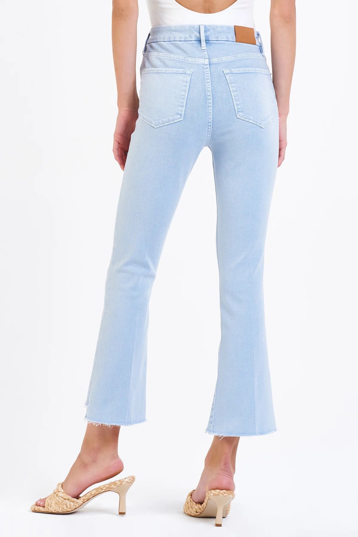 SUPER HIGH RISE CROPPED FLARE JEANS - SKY