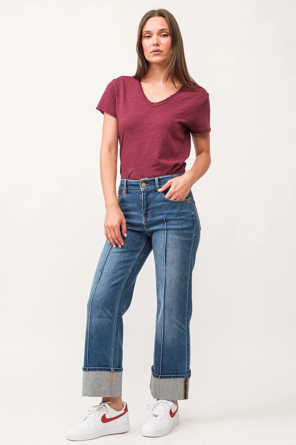 HOLLY SUPER HIGH RISE CUFFED STRAIGHT JEANS - PROVANCE