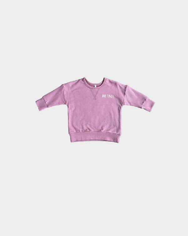 DROP SHOULDER PULLOVER - MINI IN MAUVE