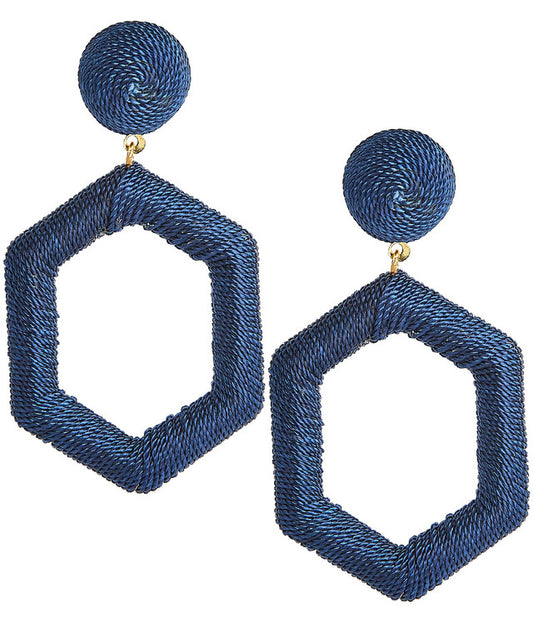 ELLIOT SILK WRAPPED EARRINGS - NAVY