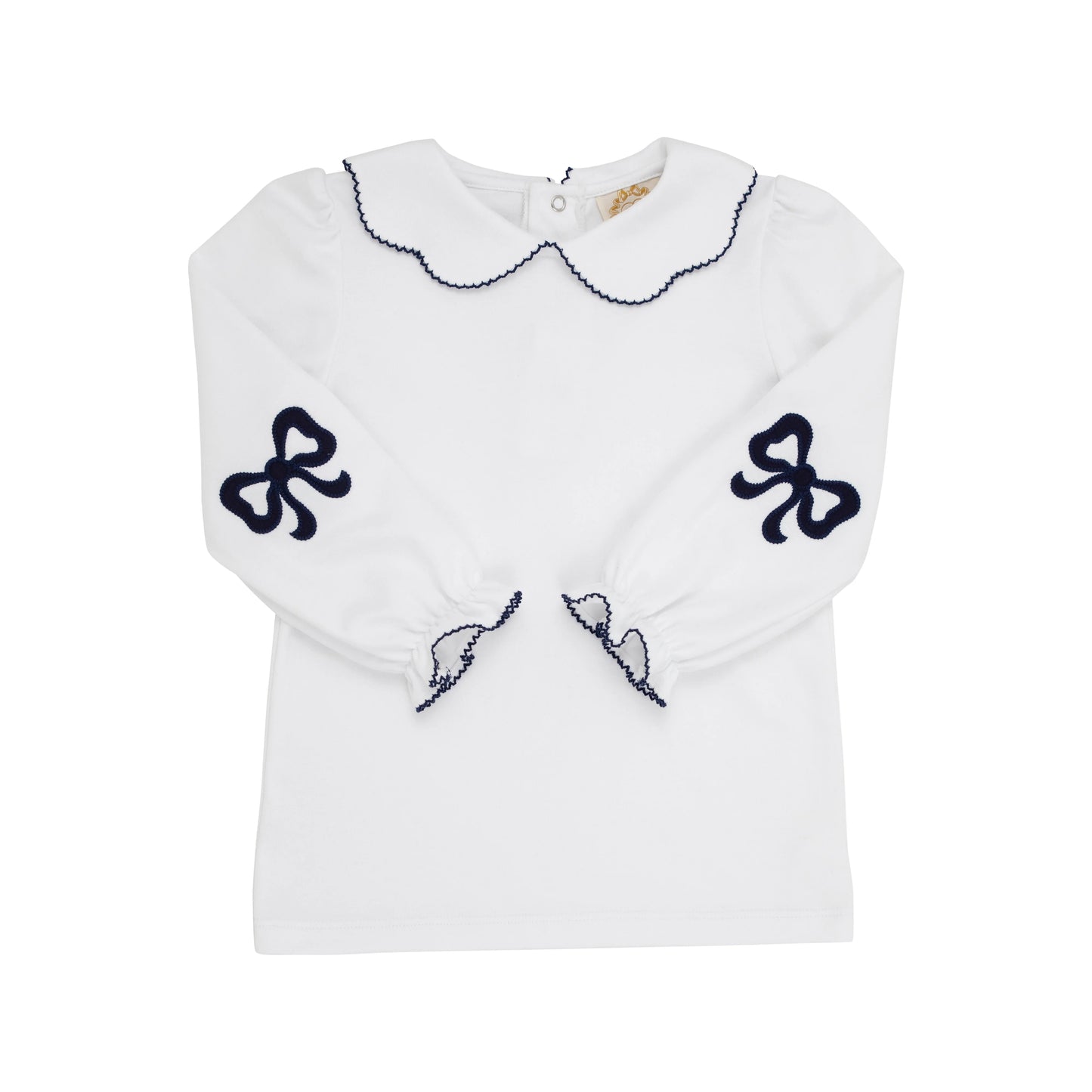 EMMA'S ELBOW PATCH TOP/ONESIE - WORTH AVENUE WHITE/NANTUCKET NAVY