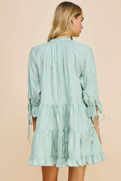 CRINKLED MINI DRESS - MINT