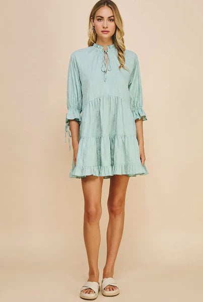 CRINKLED MINI DRESS - MINT