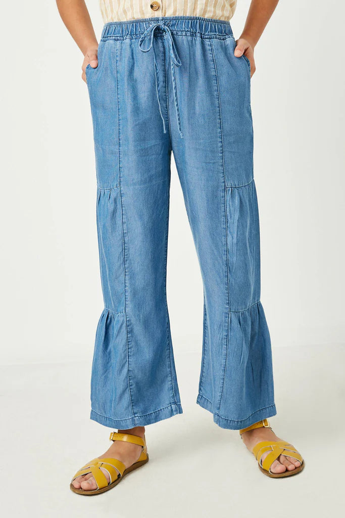 WIDE LEG TENCEL PANTS - DARK DENIM