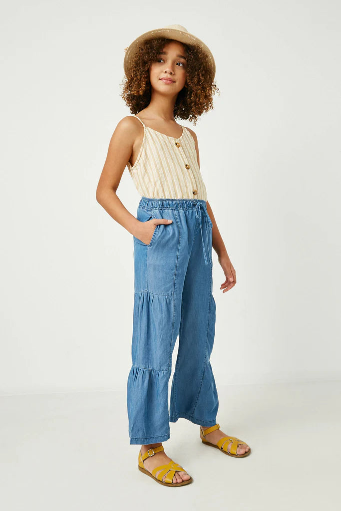 WIDE LEG TENCEL PANTS - DARK DENIM