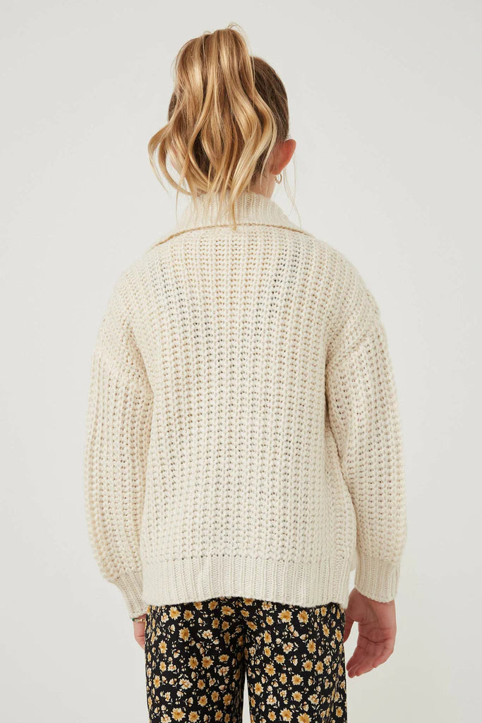 ZIP UP COLLARED KNIT JACKET