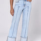 HOLLY SUPER HIGH RISE CUFFED STRAIGHT JEANS - LAKE SHORE