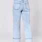 HOLLY SUPER HIGH RISE CUFFED STRAIGHT JEANS - LAKE SHORE