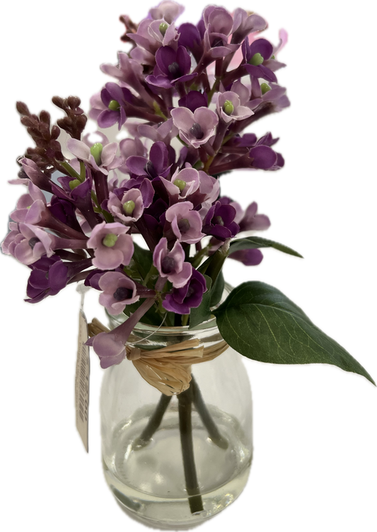 9.25” LILAC IN GLASS VASE