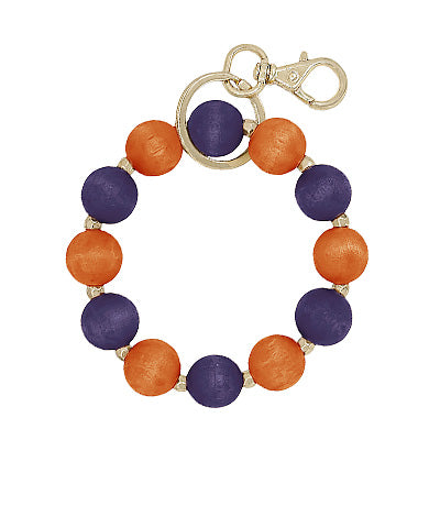 GAMEDAY WOODEN BEADS KEY CHAIN - ORANGE/PURPLE