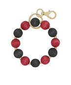 GAMEDAY WOODEN BEADS KEY CHAIN - BLACK/RED