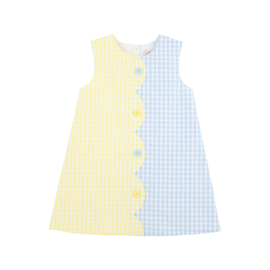 KENNEDY COLORBLOCK DRESS WOVEN - LAKE WORTH YELLOW GINGHAM/BUCKHEAD BLUE