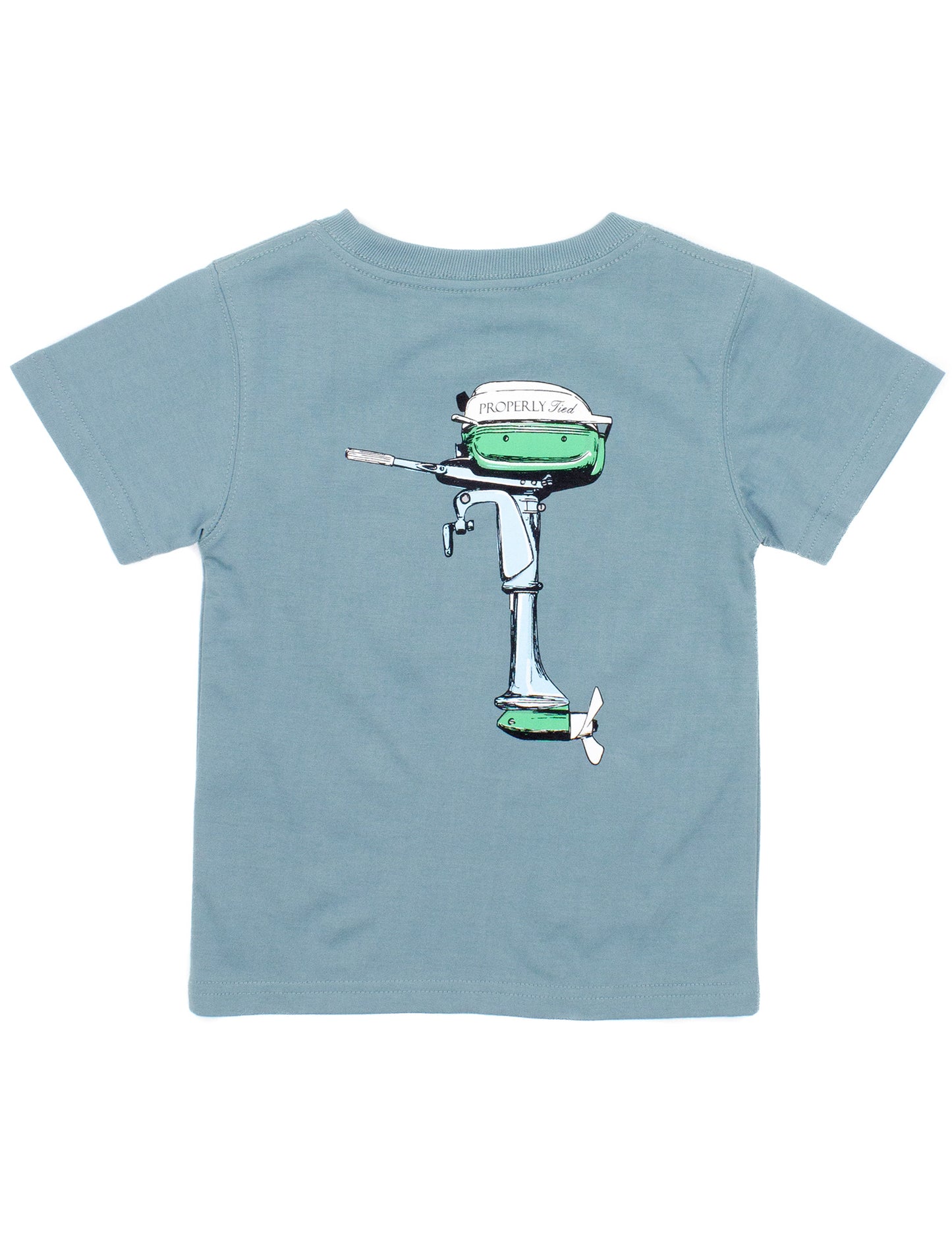 BOYS BOAT MOTOR TEE - STEEL BLUE