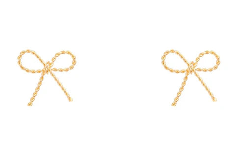 GOLD TEXTURED BOW 1" EARRINGS