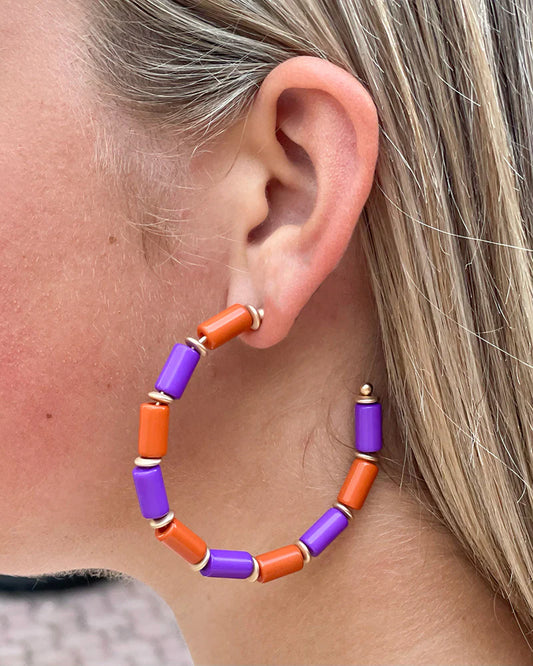 CARA EARRINGS - PURPLE & ORANGE